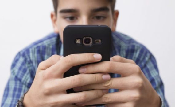 Looking at cell phone screen